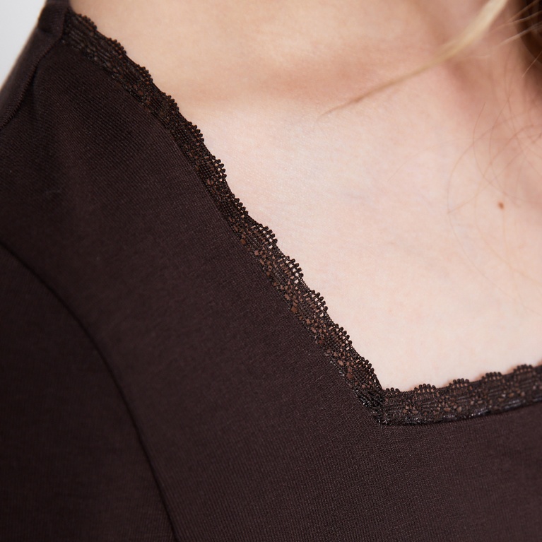 Long sleeve lace top "Agda" Brown